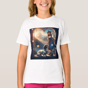 A Young Alpine Girl And Her Loving Dachshund T-Shirt