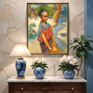 A young girl by a river poster