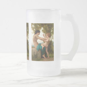 A Young Girl Defending Herself Against Eros Frosted Glass Beer Mug