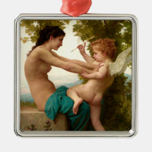 A Young Girl Defending Herself Against Eros Metal Tree Decoration
