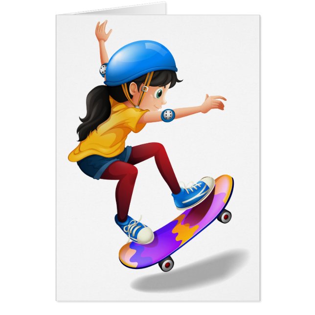 A young girl skateboarding (Front)