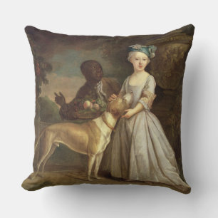 A Young Girl with a Dog and a Page, 1720-30 (oil o Cushion
