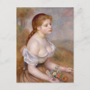 A Young Girl with Daisies - Pierre-Auguste Renoir Postcard