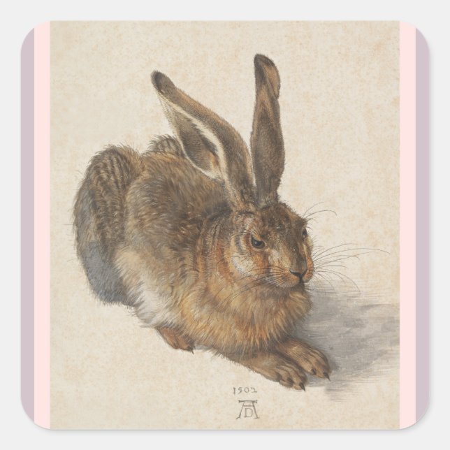 A Young Hare Square Sticker (Front)