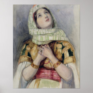 A Young Lady in Turkish Dress (w/c over pencil on Poster