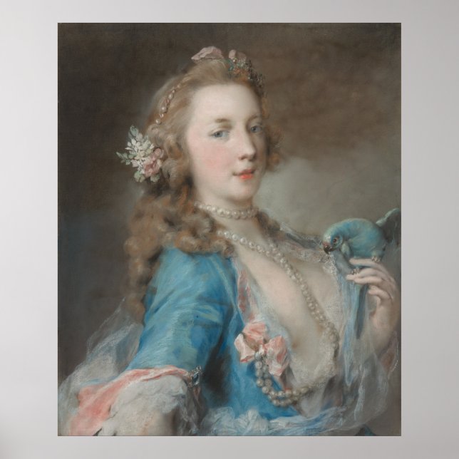 A Young Lady with a Parrot Poster (Front)