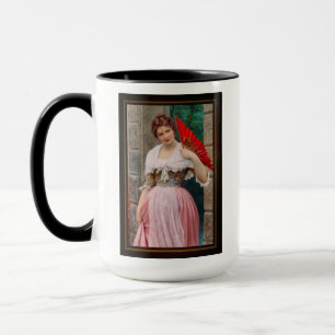 A Young Lady with a Red Fan by Eugen von Blaas Mug