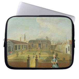 A Young Lady with her Dog in front of a Garden (se Laptop Sleeve