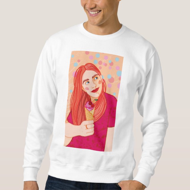 a young red-haired girl.   sweatshirt (Front)