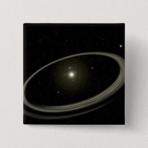 A young star circled by full-sized planets 15 cm square badge