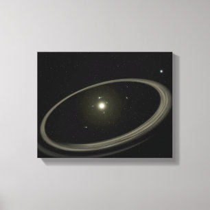 A young star circled by full-sized planets canvas print