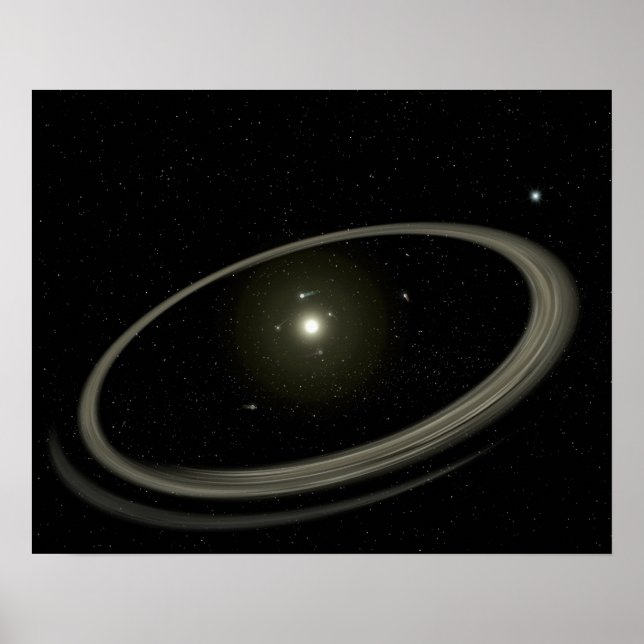 A young star circled by full-sized planets poster (Front)