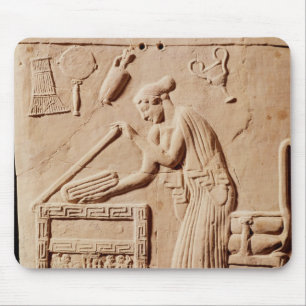 A young woman arranging her clothes in a mouse pad