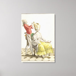 A Young Woman in a Peignoir with her Hairdresser, Canvas Print