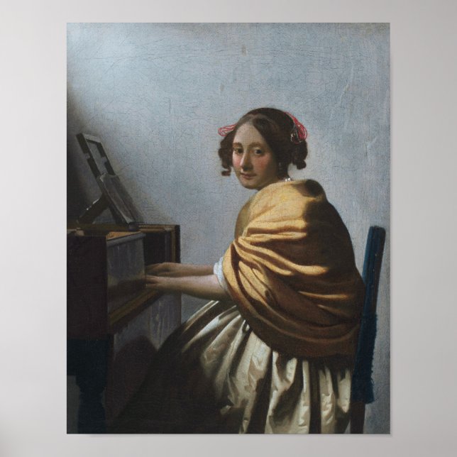 A Young Woman Seated at the Virginals by Vermeer - Poster (Front)