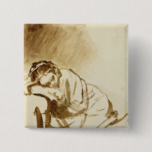 A Young Woman Sleeping c.1654 15 Cm Square Badge