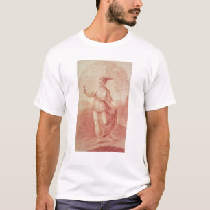 A Young Woman walking bare-footed in a Landscape T-Shirt