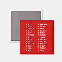 A-Z Flight Code Two-Column Phonetic Alphabet Red