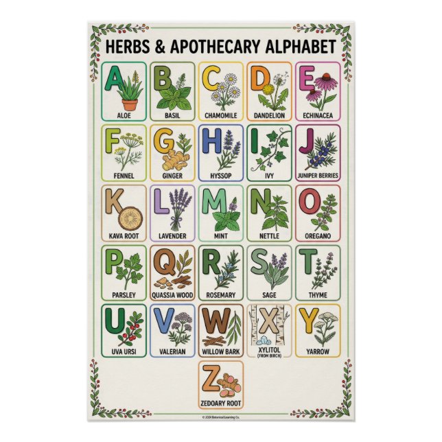  A - Z Herbs & Apothecary Alphabet  Poster (Front)