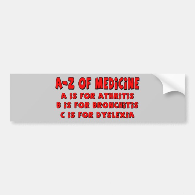 A-Z of Dyslexia Bumper Sticker (Front)