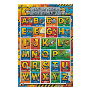 A-Z Power Tools Alphabet Poster