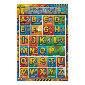 A-Z Power Tools Alphabet Poster