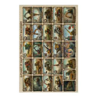 A-Z Tractors and Heavy Equipment Alphabet Poster