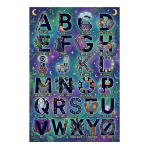 A-Z Witchy Alphabet Poster