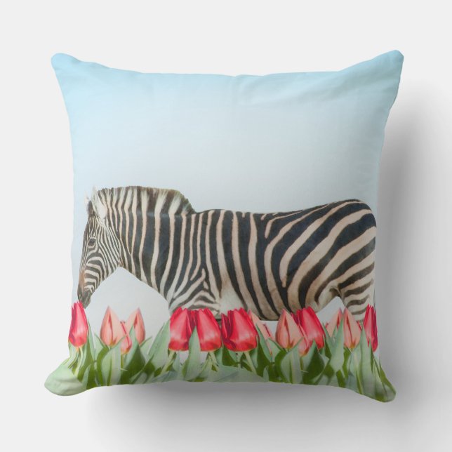 A Zebra Among the Tulips Cushion (Front)