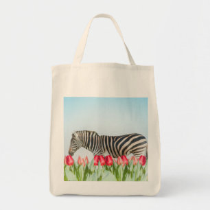 A Zebra Among the Tulips Tote Bag