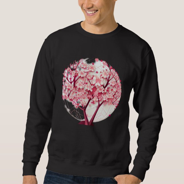 A Zen Like Atmosphere with a Cherry Blossom Sphere Sweatshirt (Front)