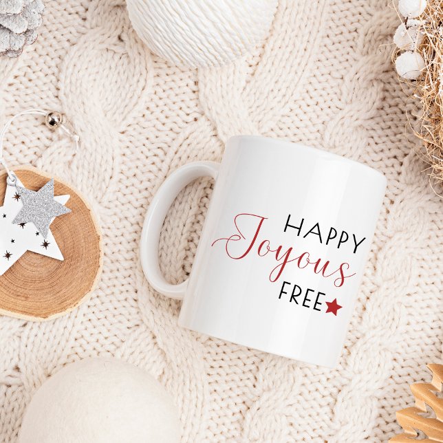 AA Happy Joyous Free Christmas Coffee Mug (sober xmas  mug with text happy joyous free)