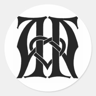AA Monogram Classic Round Sticker
