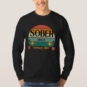 AA NA Celebrate Sobriety Since February 2008 Sober T-Shirt