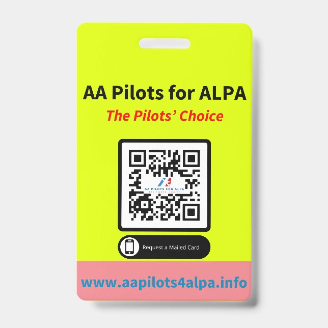 AA Pilots Fund Our Future ID Badge (Front)
