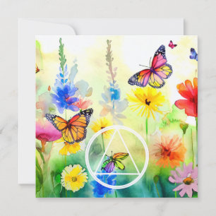 AA Symbol Butterflies and Flowers Recovery Card