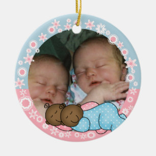 AA Twin Boy and Girl 1st Christmas Ornament
