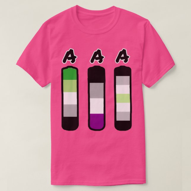 AAA aromantic asexual agender batteries T-Shirt (Design Front)