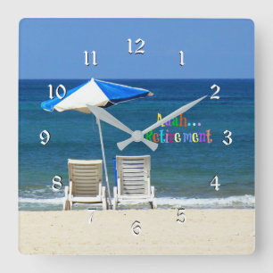 Aaah...retirement, a day at the beach square wall clock