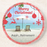 Aaah...Retirement,  Coaster<br><div class="desc">Aaah... retirement,  relaxing at the beach,  colourful Christmas design.</div>