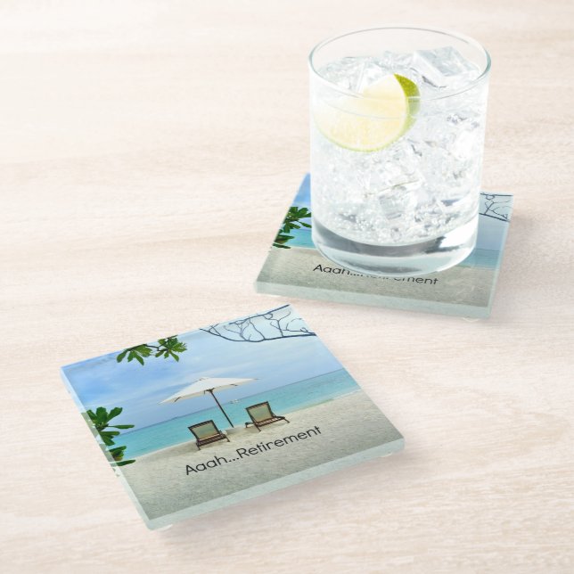 Aaah...Retirement Glass Coaster (Angled)