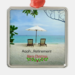 Aaah...retirement, relaxing beach scene, metal tree decoration
