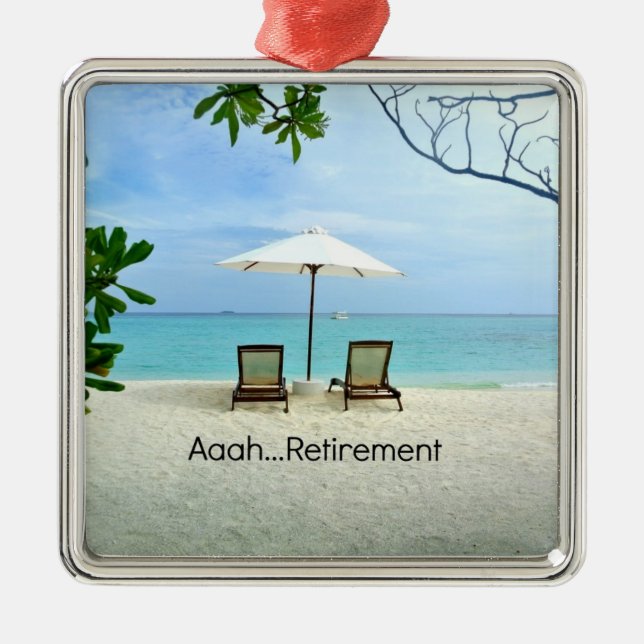 Aaah...retirement, relaxing beach scene, metal tree decoration (Front)