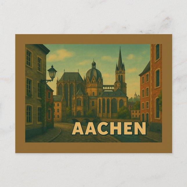 Aachen Germany City Art Postcard (Front)