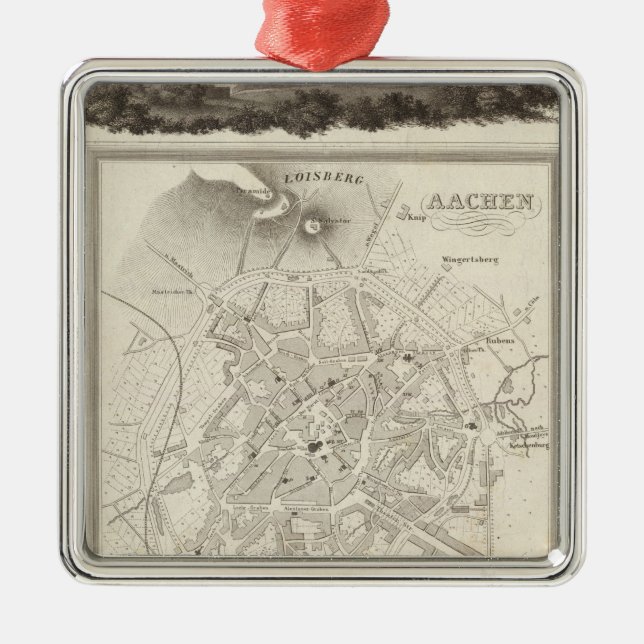 Aachen, Germany Metal Tree Decoration (Front)