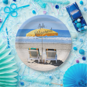 Aah...Retirement, a day at the beach Paper Plate