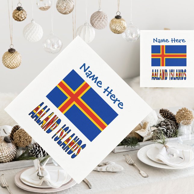 Aaland Islands Ålander Flag Blue Personalisation  Napkin (Creator Uploaded)