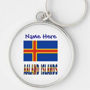 Aaland Islands Ålander Flag Blue Personalized Key Ring