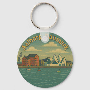 Aalborg Denmark Cityscape Key Ring