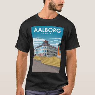 Aalborg Denmark Vintage Minimal Retro Travel Poste T-Shirt